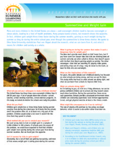 Summertime and Weight Gain